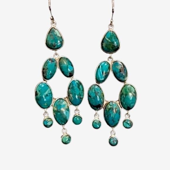 SILPADA Turquoise Sterling Silver Vieques Chandelier Drop Dangle Earrings W3289 - Picture 3 of 10